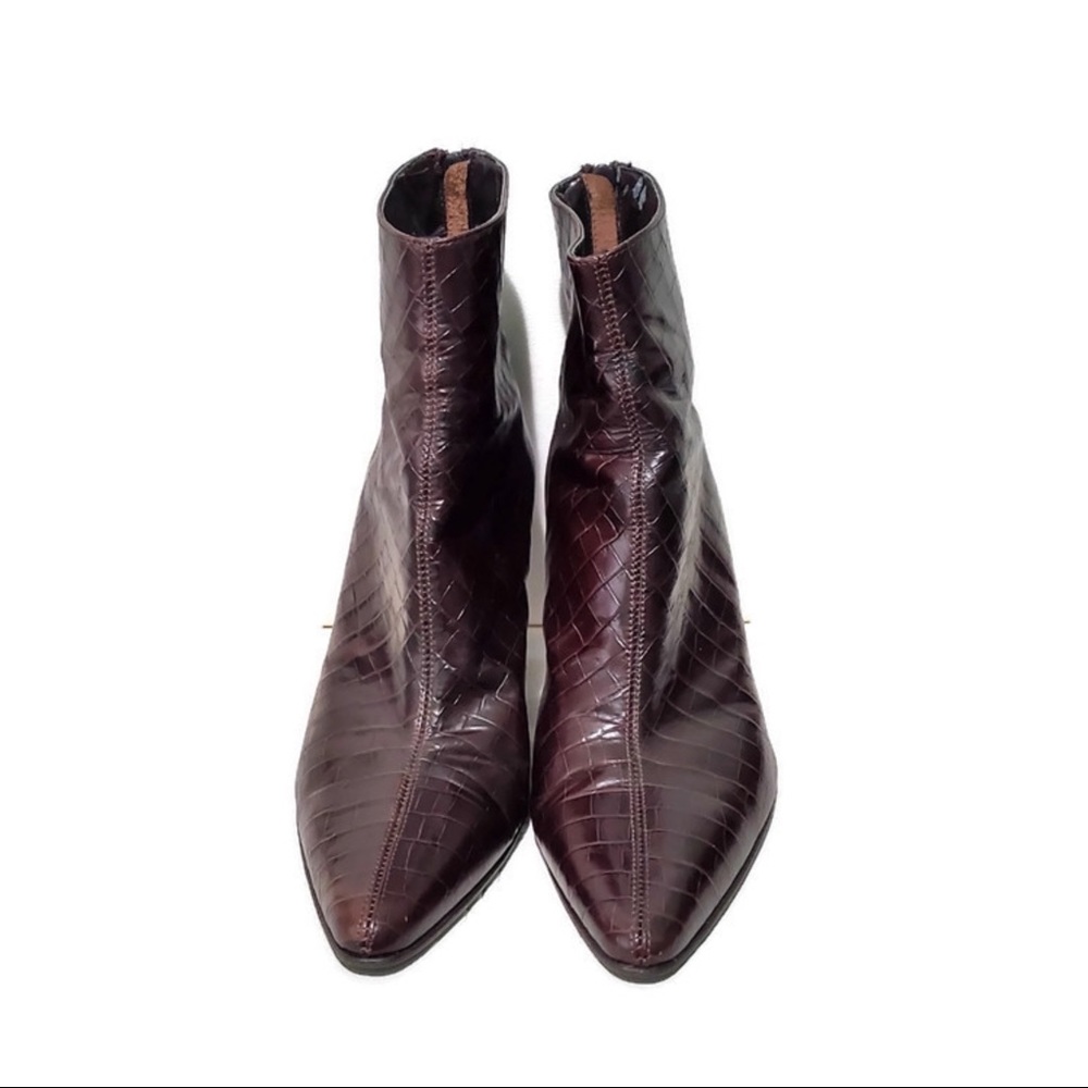 Max De Carlo Pointed Booties Brown Sz 7.5